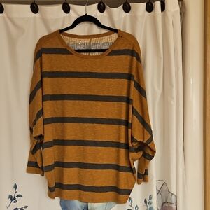 Rust/tan Shirt With Grey Stripes